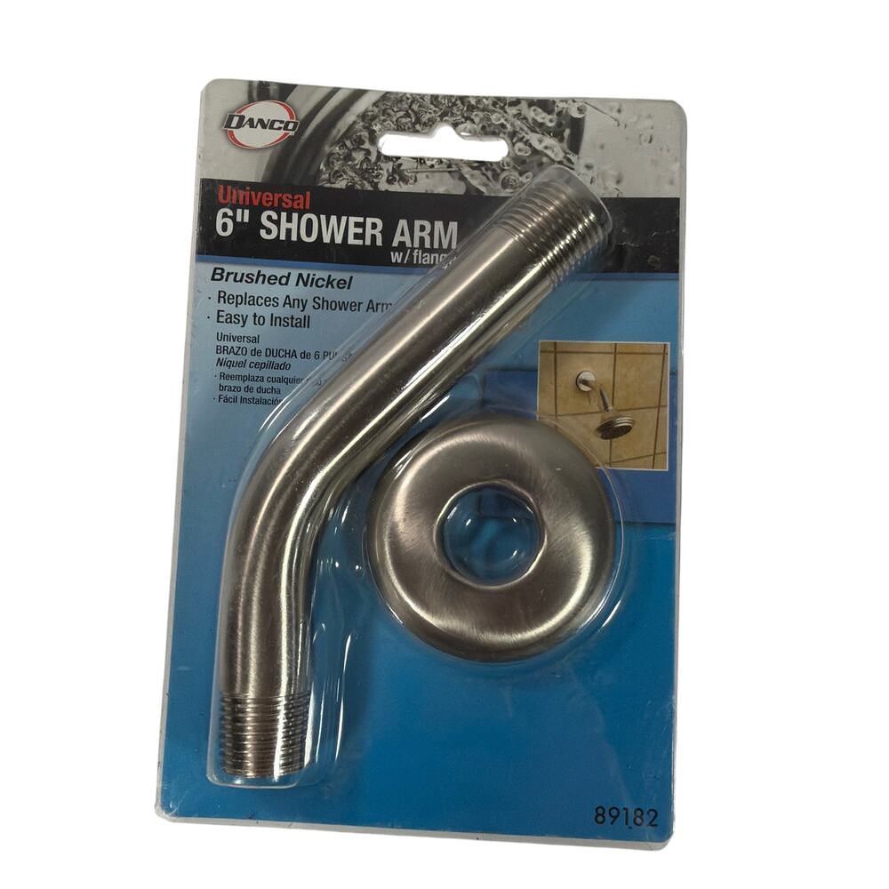 Danco 89182 Universal 6-Inch Shower Arm With Flange Brushed Nickel